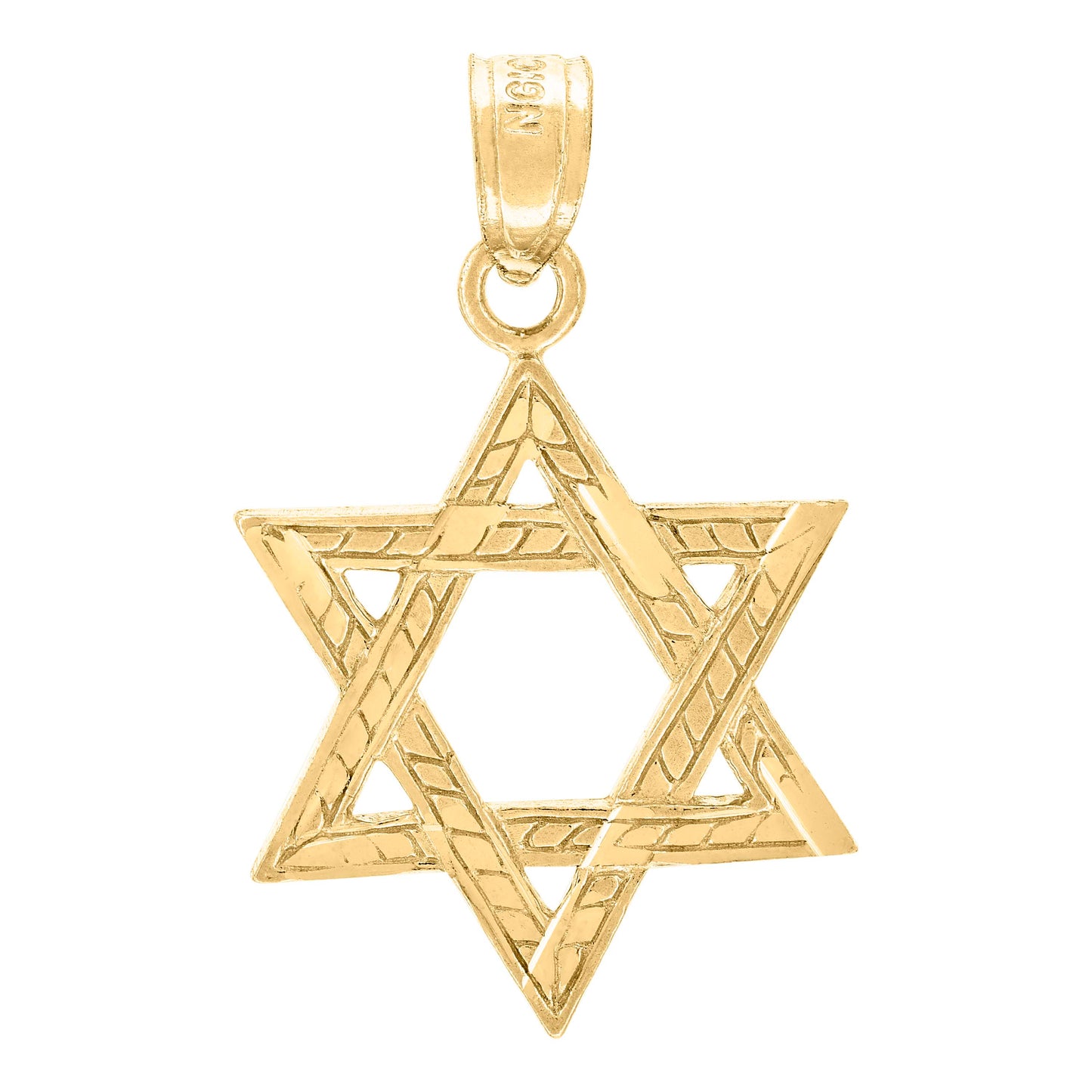 10kt Yellow Gold Diamond-Cut Unisex Star Of David Religious Charm Pendant