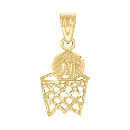 10k Yellow Gold Unisex Child Basket Ball Sports Charm Pendant