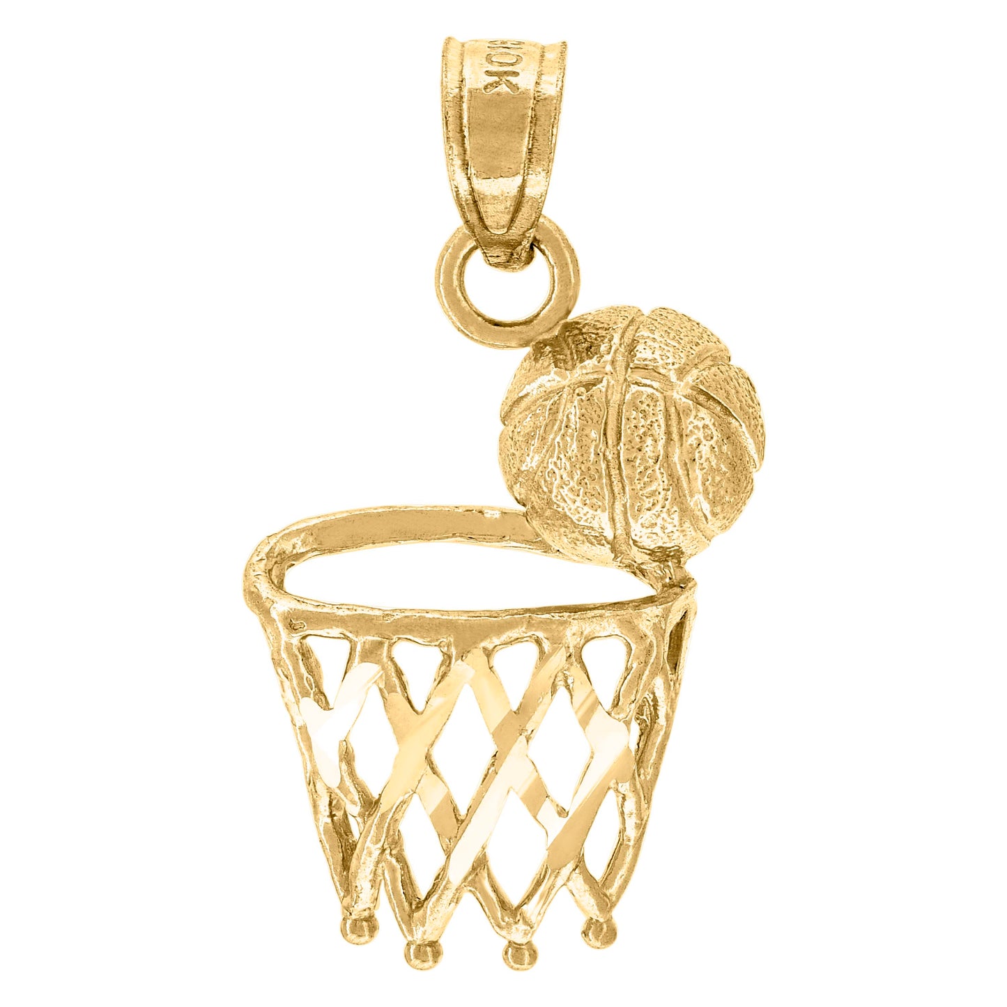 10k Yellow Gold Unisex Basket Ball Sports Charm Pendant