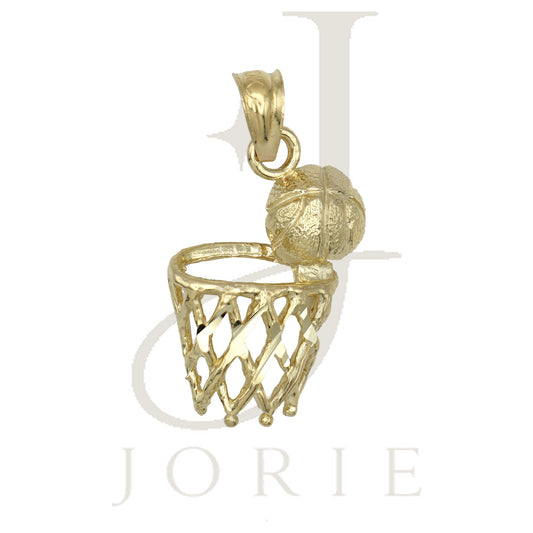 10k Yellow Gold Unisex Basket Ball Sports Charm Pendant