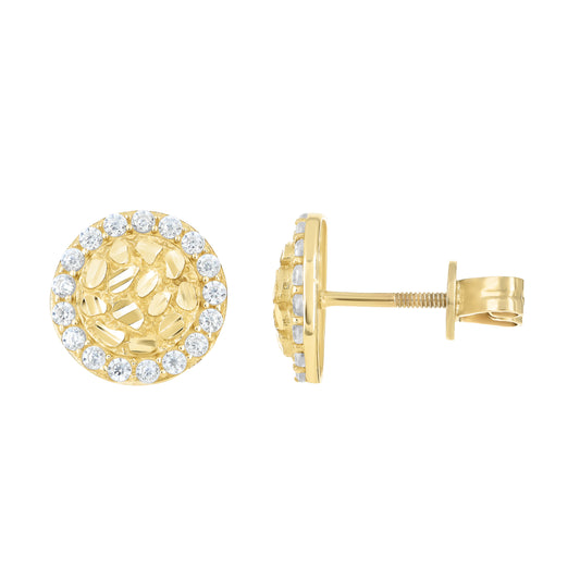 10k Yellow Gold Womens Cubic Zirconia Round Fashion Stud Earrings