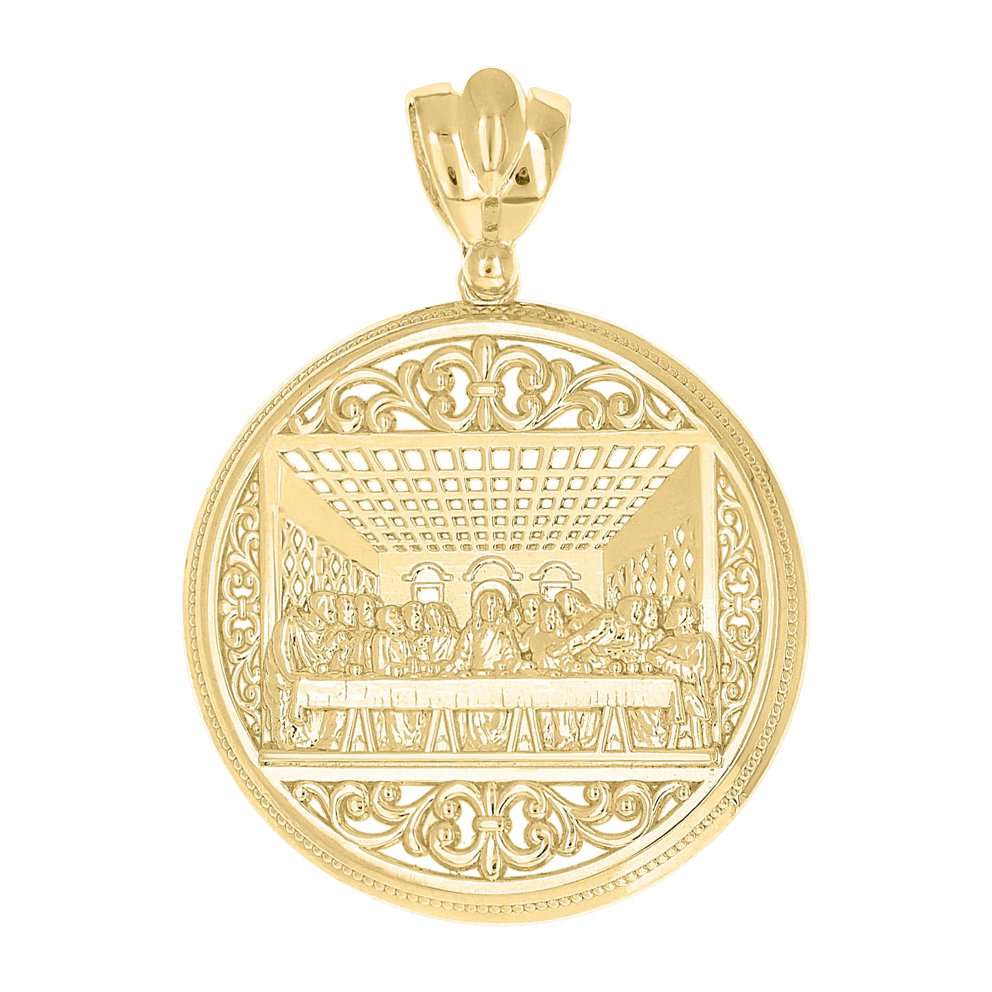 10k Yellow Gold Mens Last Supper Religious Charm Pendant
