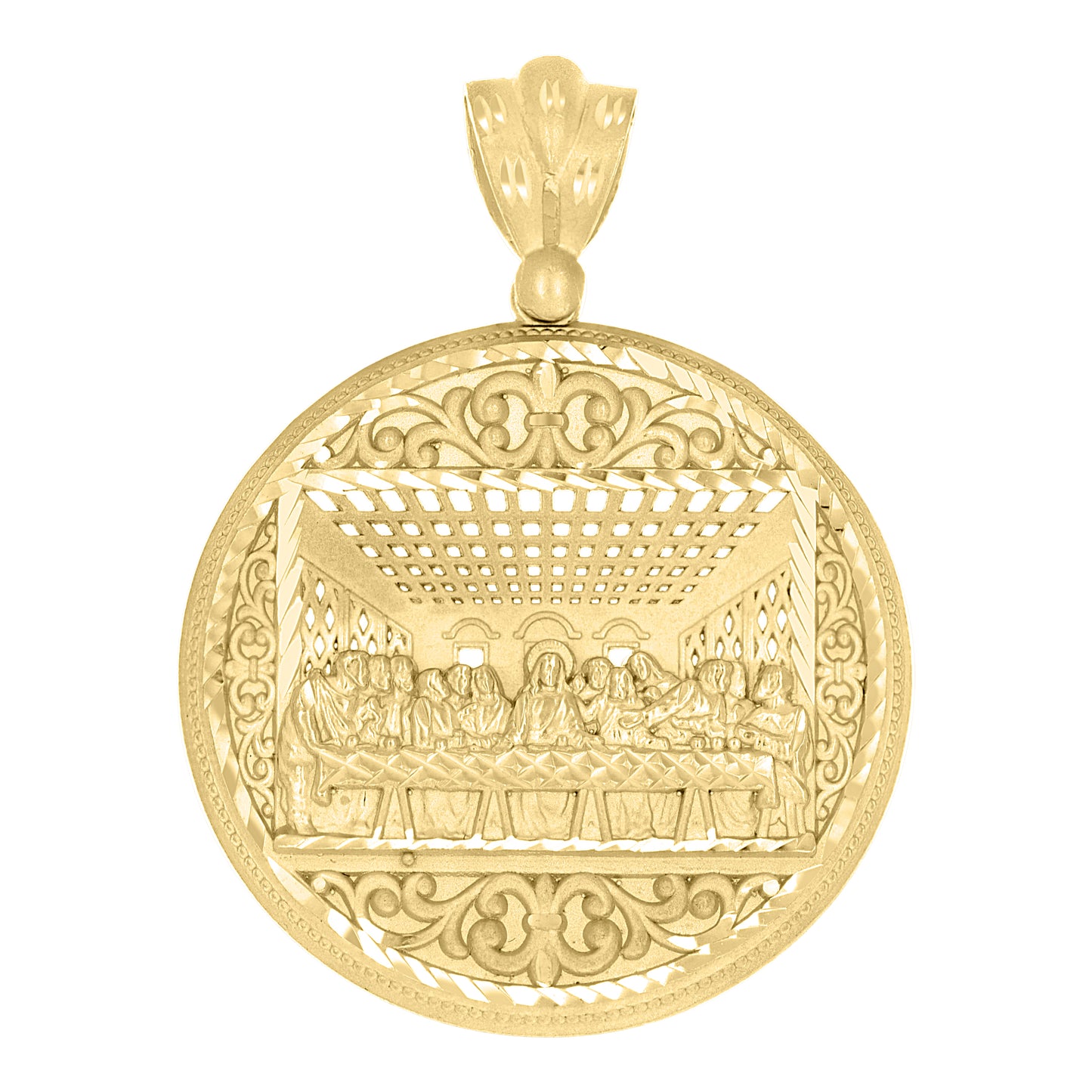 10k Yellow Gold Mens Last Supper Religious Charm Pendant