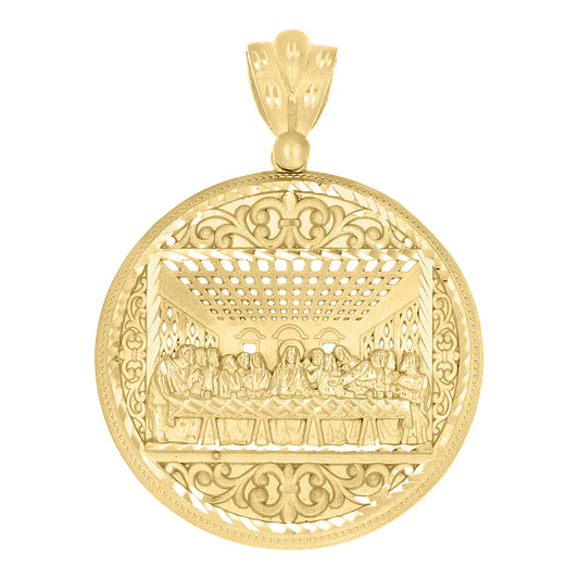 10k Yellow Gold Mens Last Supper Religious Charm Pendant