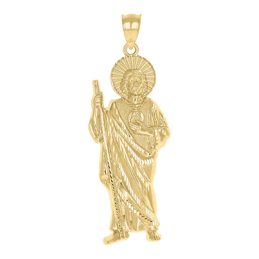 10k Yellow Gold Mens St. Jude Religious Charm Pendant