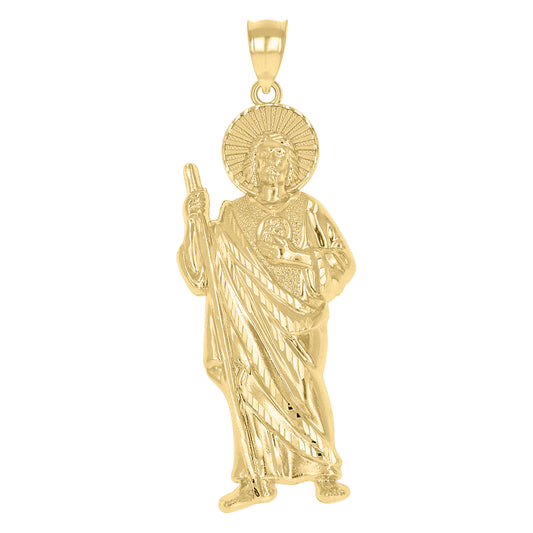 10k Yellow Gold Mens St. Jude Religious Charm Pendant