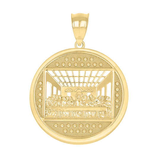10k Yellow Gold Mens Last Supper Religious Charm Pendant