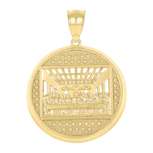 10k Yellow Gold Mens Last Supper Religious Charm Pendant