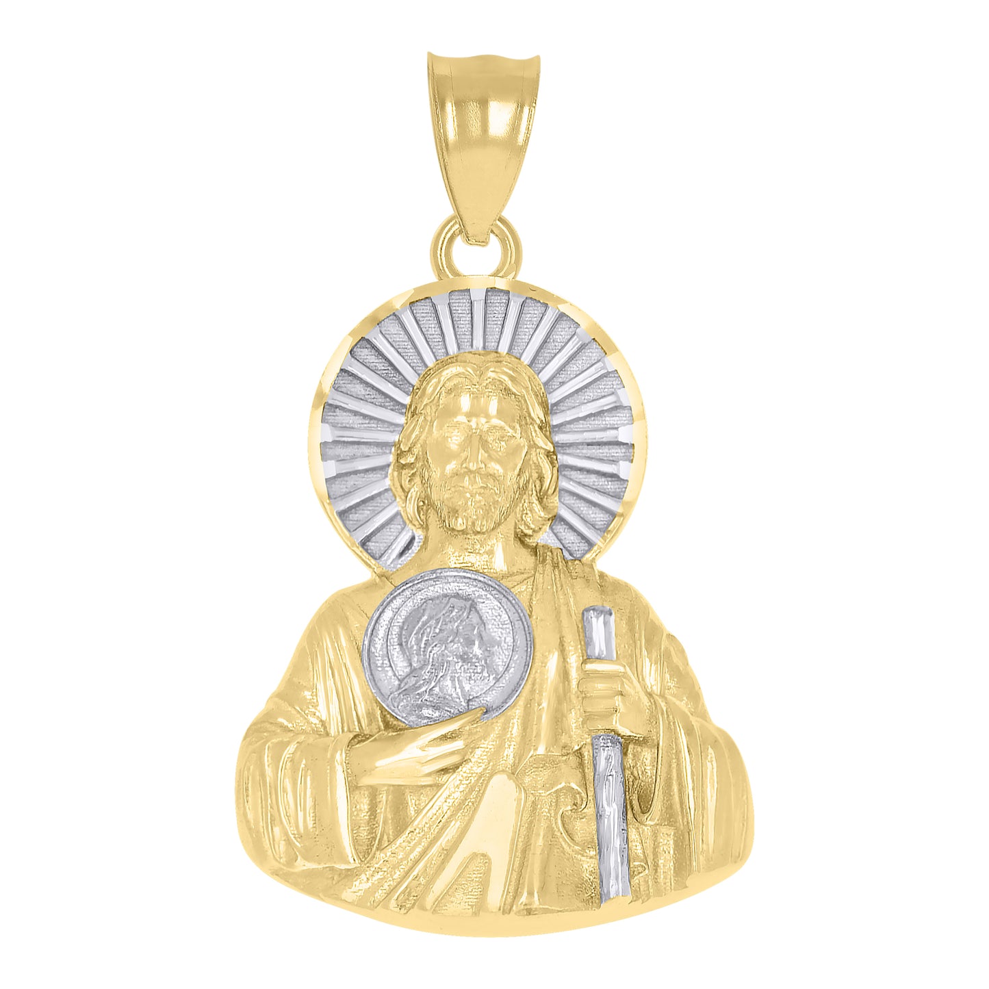 10kt Two-tone Gold Men St. Jude Religious Charm Pendant