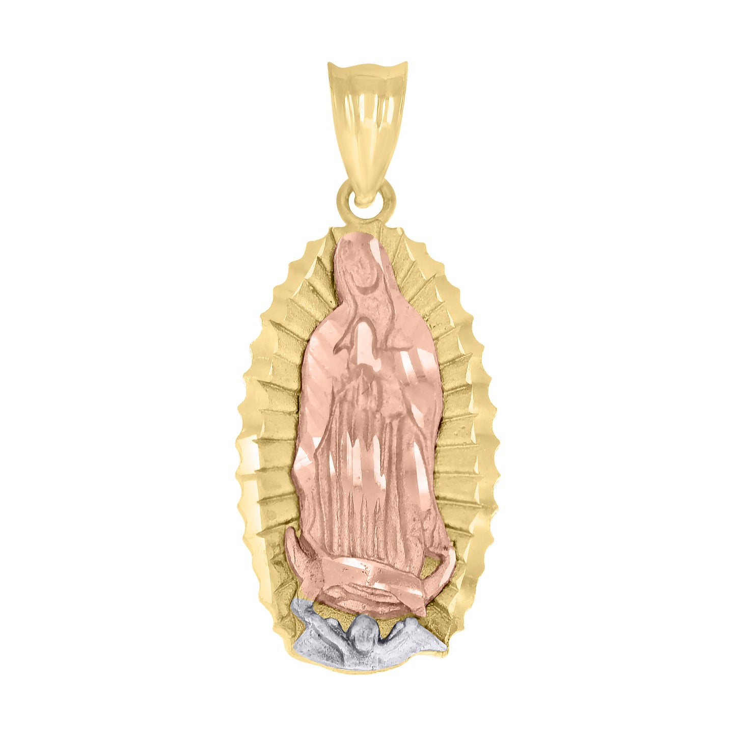 10kt Tri-Color Gold Unisex Guadalupe Religious Charm Pendant