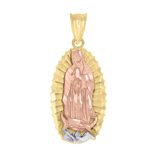 10kt Tri-Color Gold Unisex Guadalupe Religious Charm Pendant