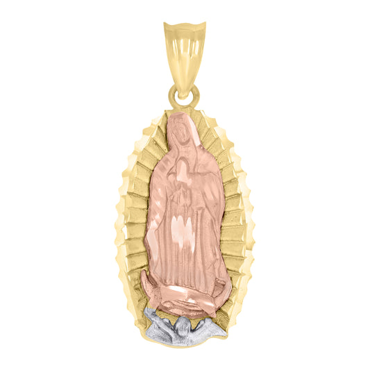 10kt Tri-Color Gold Unisex Guadalupe Religious Charm Pendant