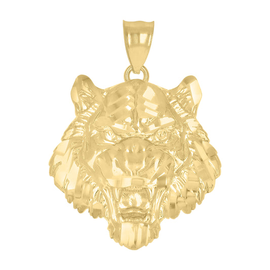 10k Yellow Gold Men Leo/Lion Head Zodiac Sign/Wildlife Charm Pendant