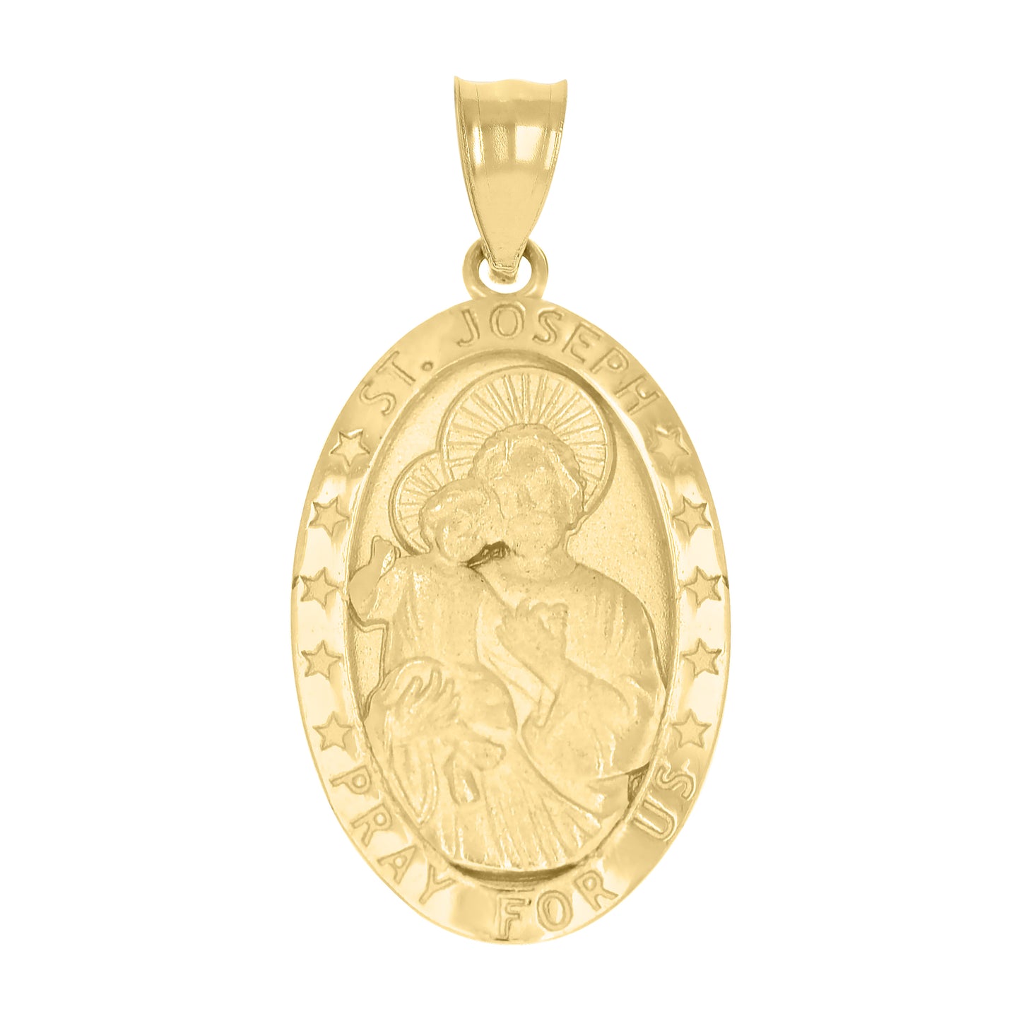 10kt Yellow Gold Unisex St. Joseph Pray For Us Religious Charm Pendant