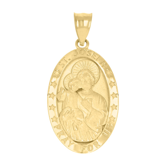 10kt Yellow Gold Unisex St. Joseph Pray For Us Religious Charm Pendant