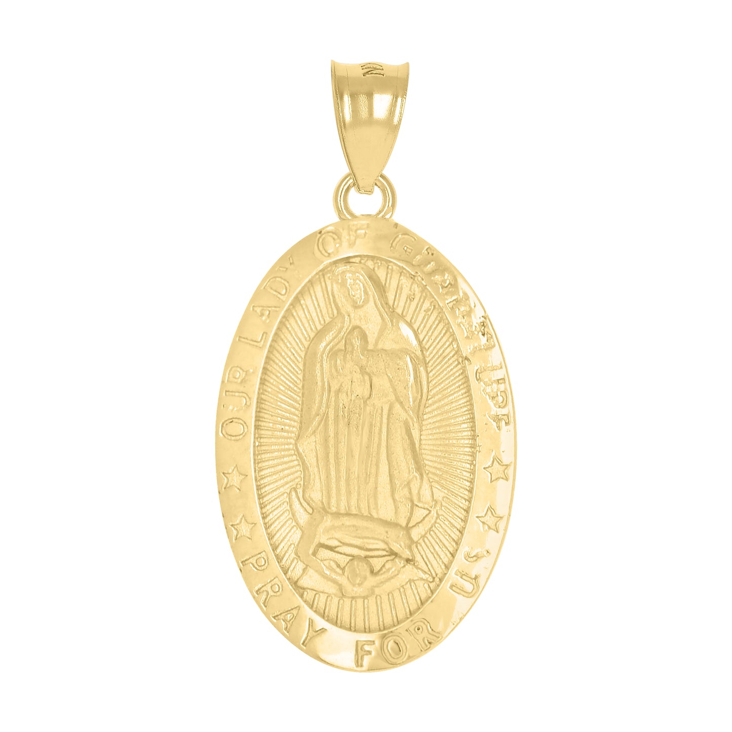 10kt Yellow Gold Unisex Our Lady Of Guadalupe Pray For Us Religious Charm Pendant