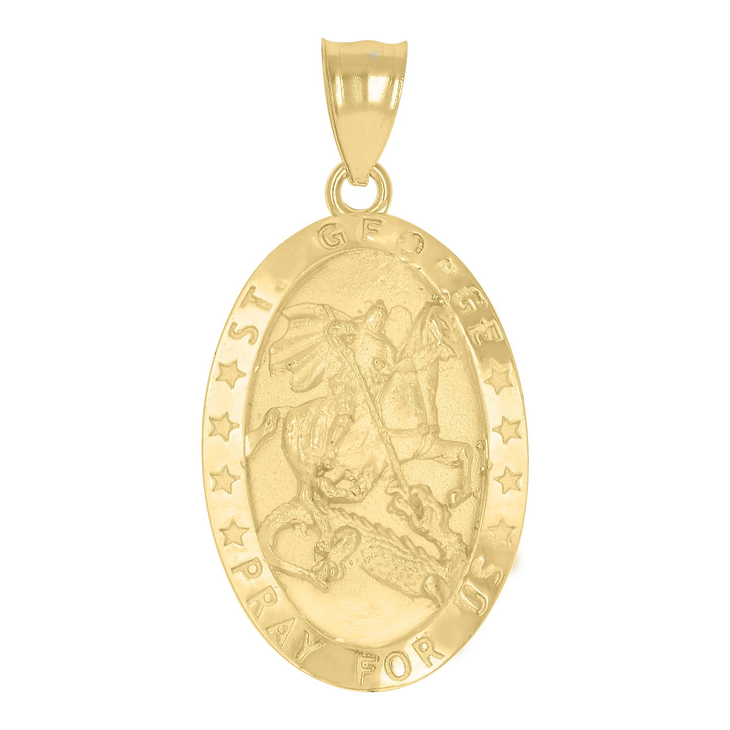 10kt Yellow Gold Unisex St. George Pray For Us Religious Charm Pendant