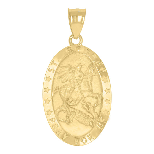 10kt Yellow Gold Unisex St. George Pray For Us Religious Charm Pendant