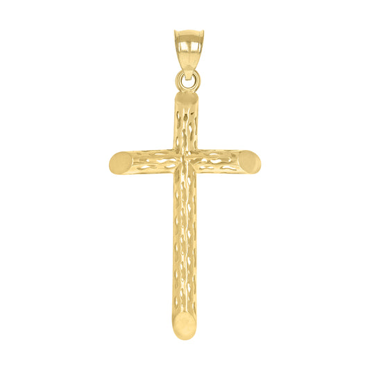 10kt Yellow Gold Unisex Filigree Cross Religious Charm Pendant