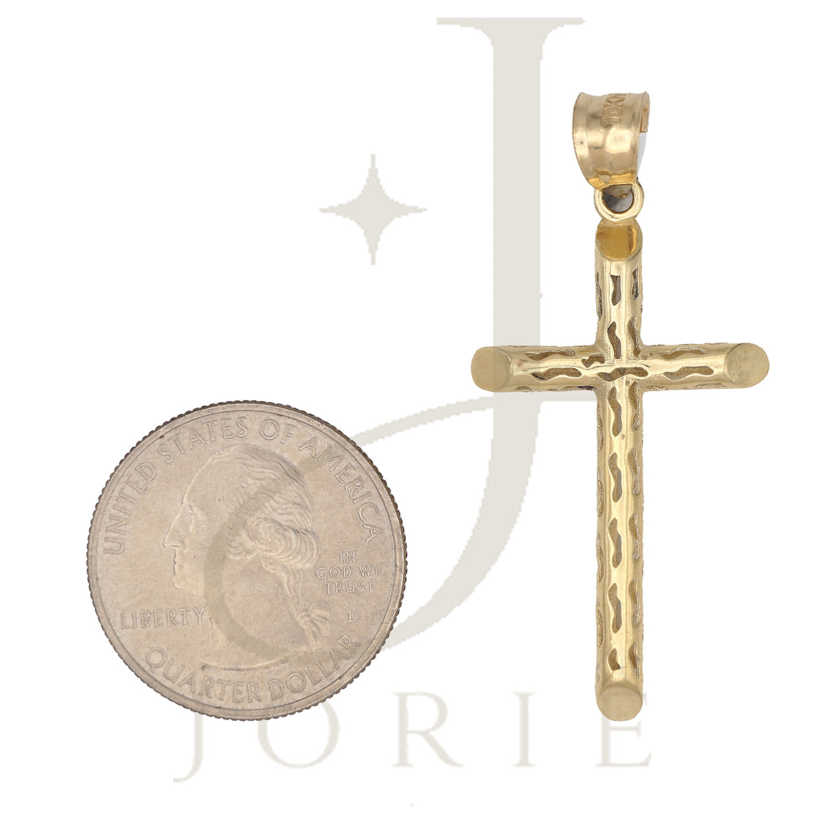 10k Yellow Gold Unisex Filigree Cross Religious Charm Pendant