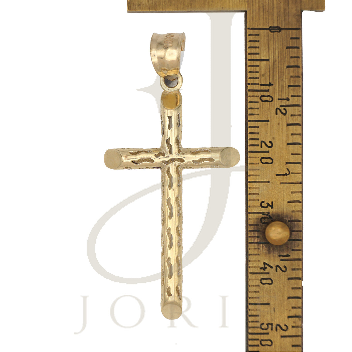 10k Yellow Gold Unisex Filigree Cross Religious Charm Pendant