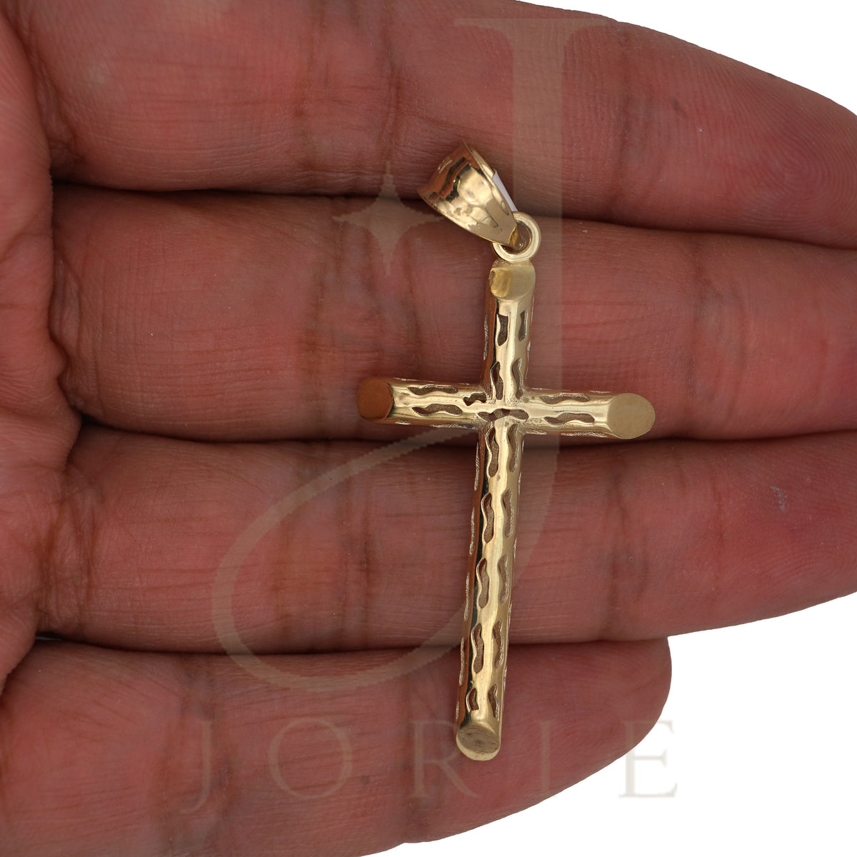 10k Yellow Gold Unisex Filigree Cross Religious Charm Pendant