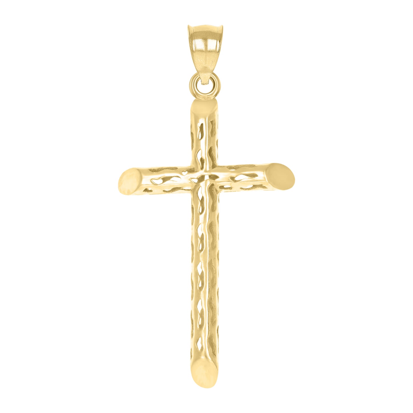 10kt Yellow Gold Unisex Filigree Cross Religious Charm Pendant