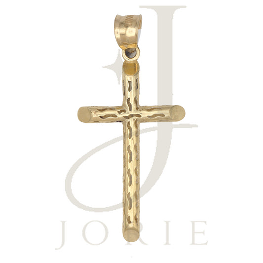 10k Yellow Gold Unisex Filigree Cross Religious Charm Pendant