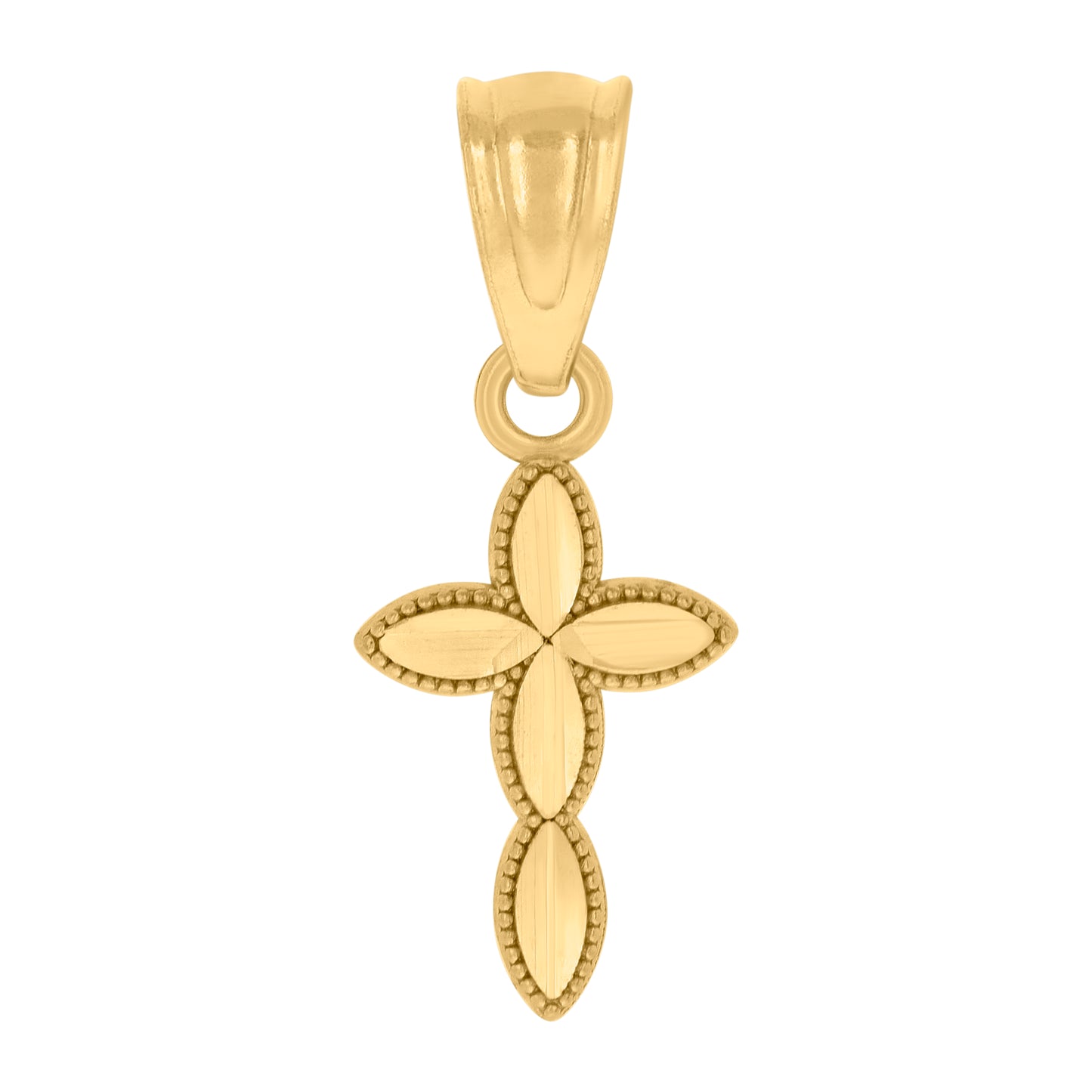 10kt Yellow Gold Diamond-Cut Womens Cross Religious Charm Pendant