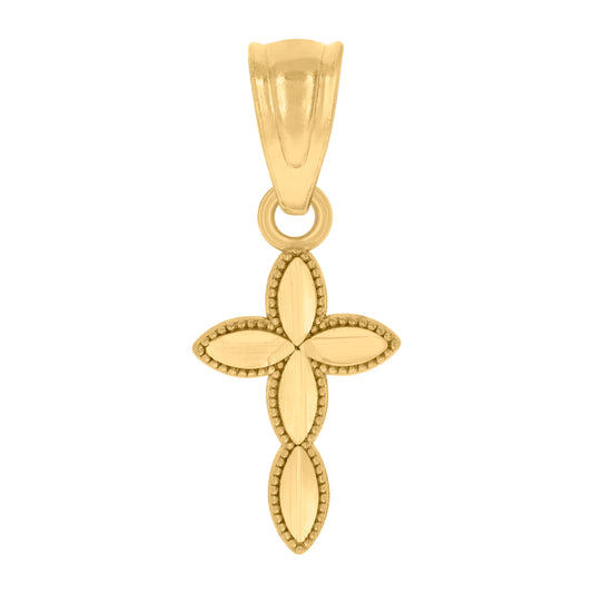 10kt Yellow Gold Diamond-Cut Womens Cross Religious Charm Pendant