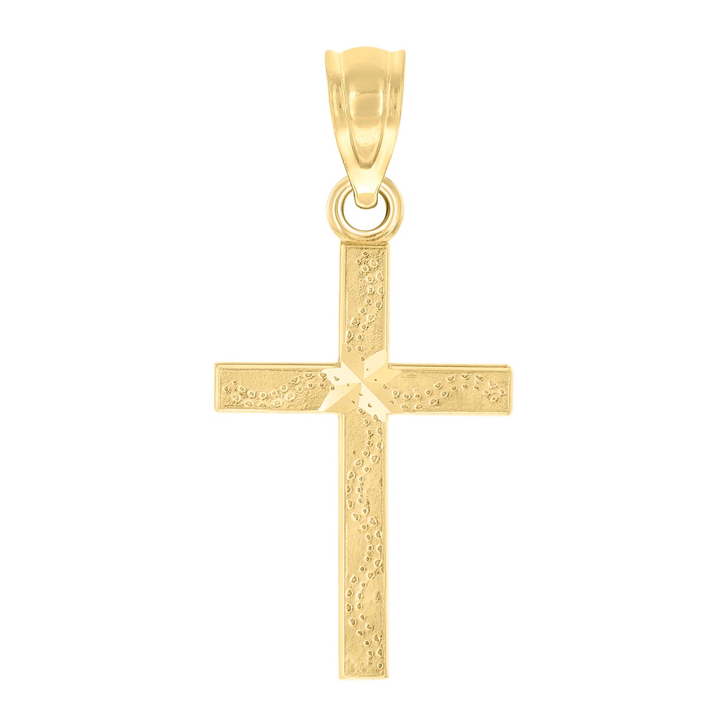 10kt Yellow Gold Diamond-Cut Unisex Cross Religious Charm Pendant