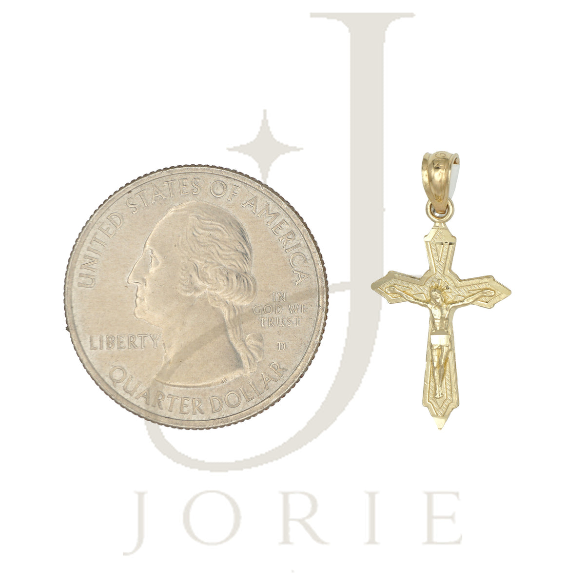 10k Yellow Gold Diamond-Cut Unisex Cross Crucifix Religious Charm Pendant