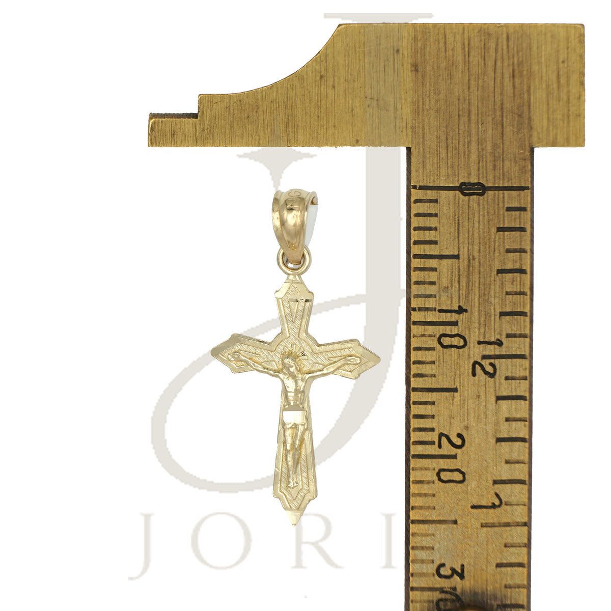 10k Yellow Gold Diamond-Cut Unisex Cross Crucifix Religious Charm Pendant