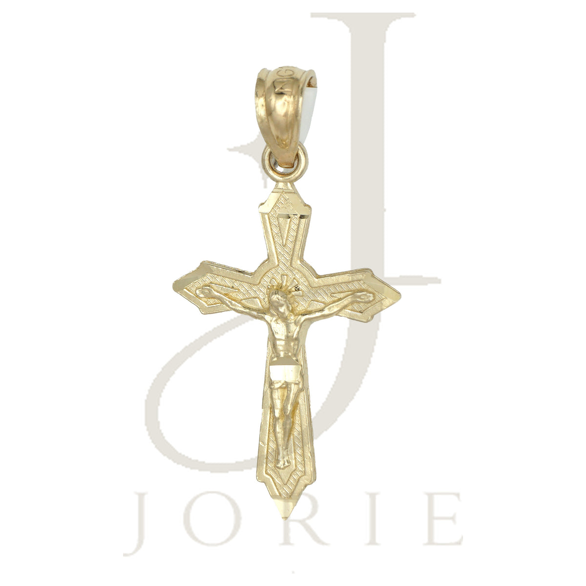 10k Yellow Gold Diamond-Cut Unisex Cross Crucifix Religious Charm Pendant
