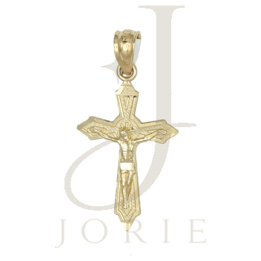10k Yellow Gold Diamond-Cut Unisex Cross Crucifix Religious Charm Pendant