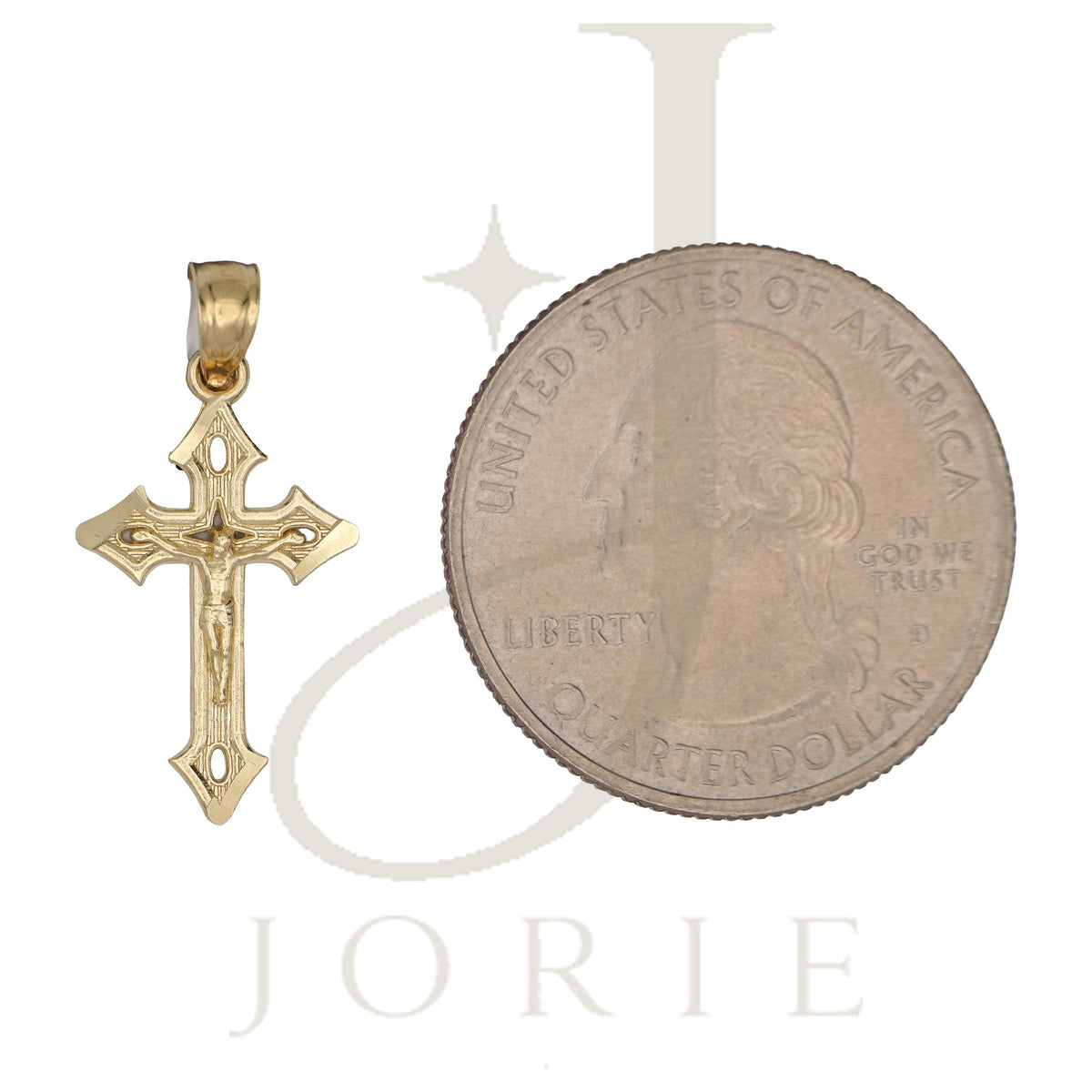 10k Yellow Gold Unisex Crucifix Cross Religious Charm Pendant
