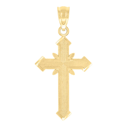 10kt Yellow Gold Diamond-Cut Unisex Cross Religious Charm Pendant