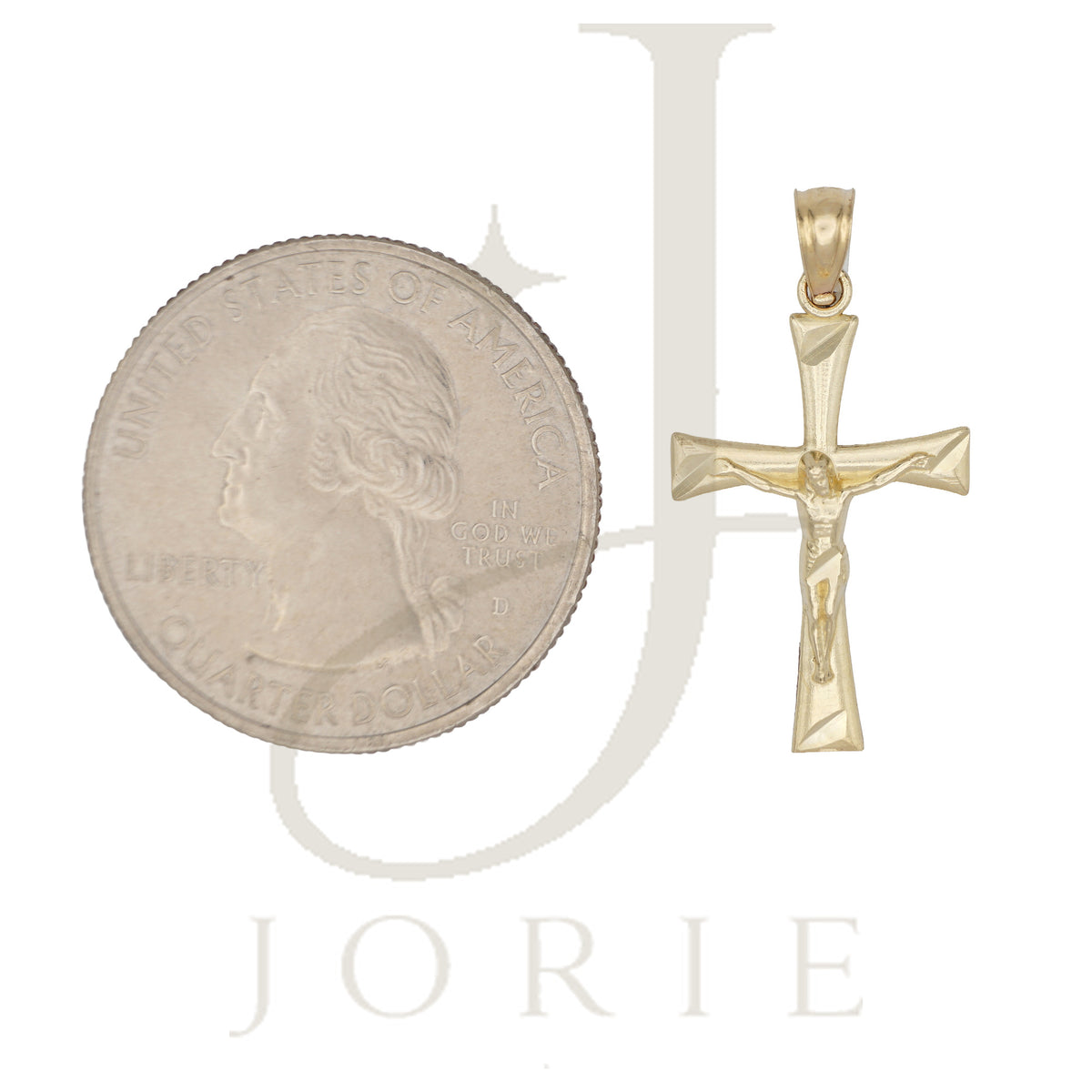 10k Yellow Gold Unisex Cross Crucifix Religious Charm Pendant