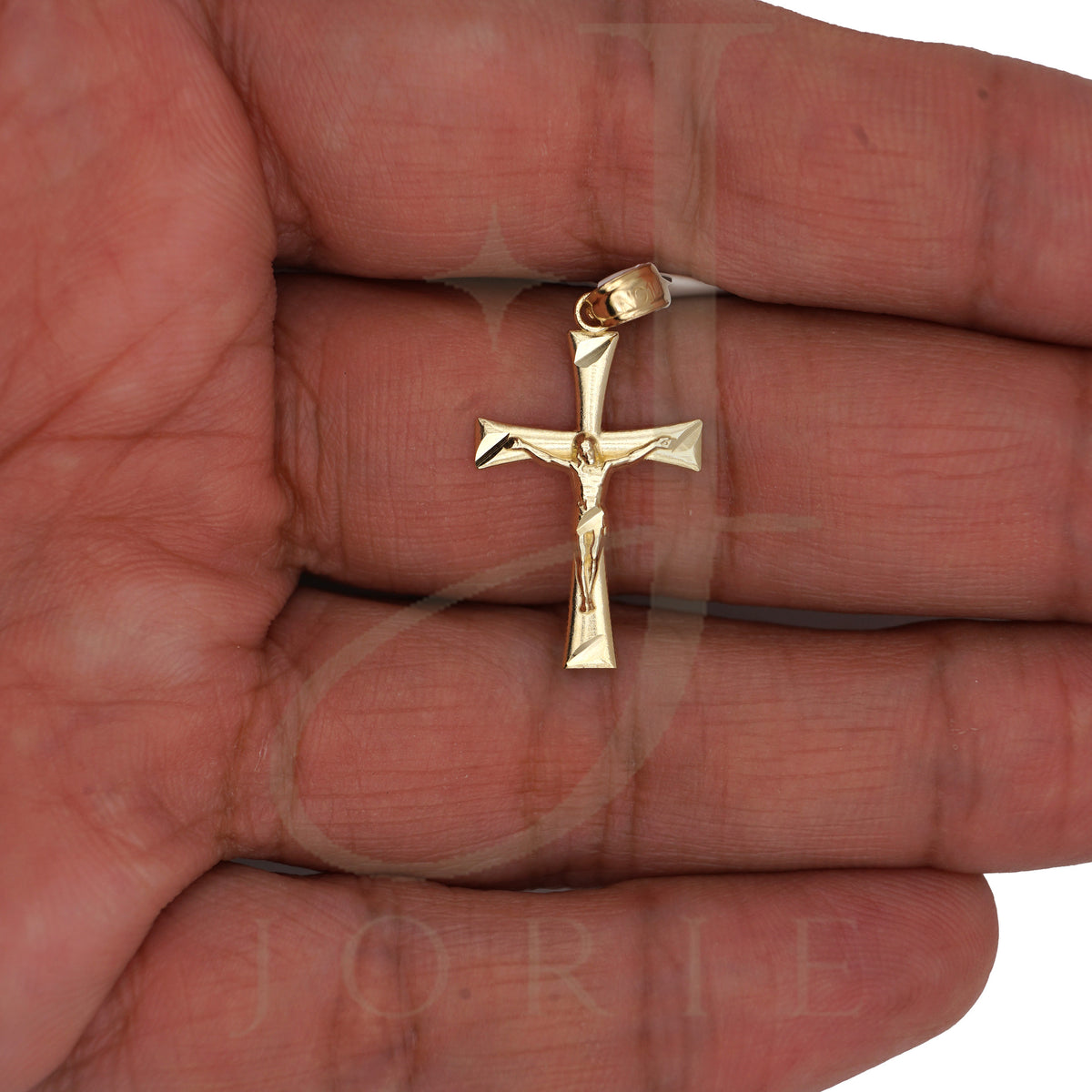 10k Yellow Gold Unisex Cross Crucifix Religious Charm Pendant