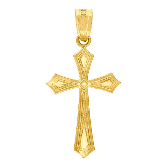 10kt Yellow Gold Unisex Cross Religious Charm Pendant