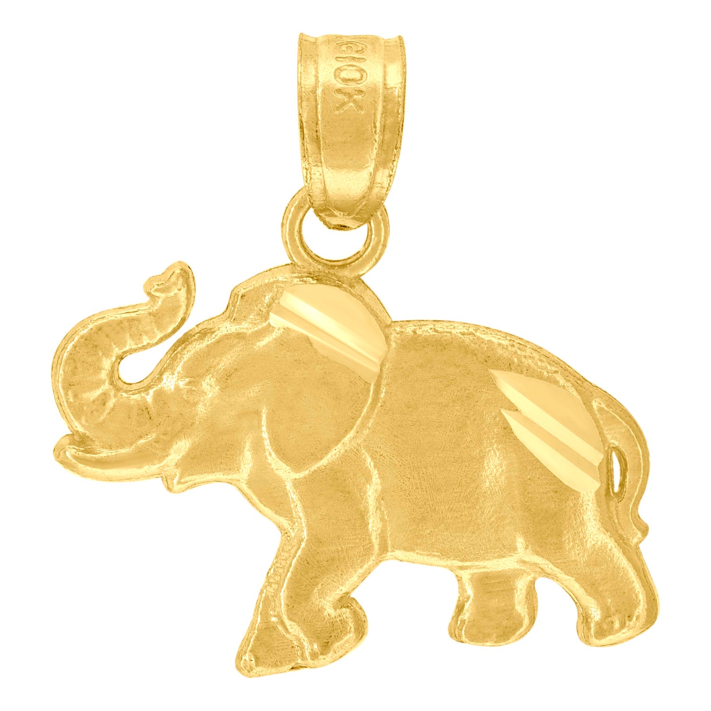 10k Yellow Gold Mens Elephant Animal Charm Pendant