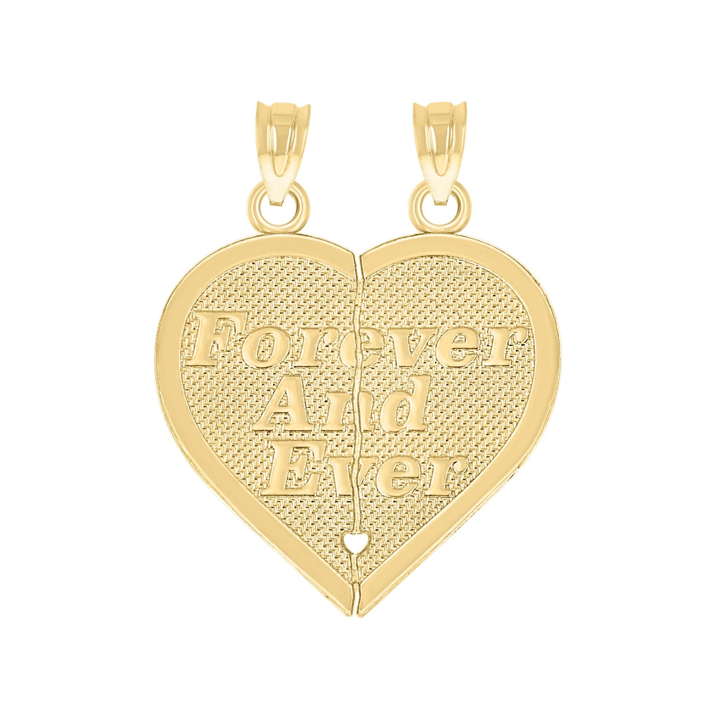 10k Gold Diamond Cut Unisex Friends Apart But Always Together Broken Heart Pendant