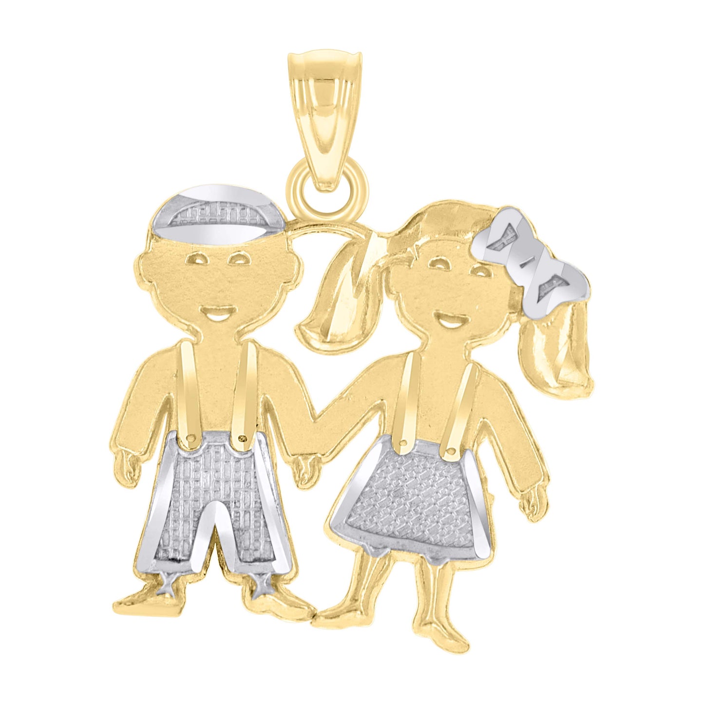 10k Gold Two Tone Baby Twin Boys Charm Pendant