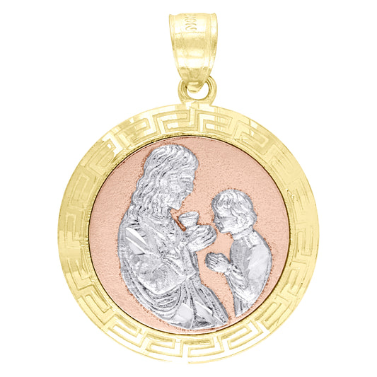 10kt Gold Tri-Color Unisex Communion Religious Charm Pendant