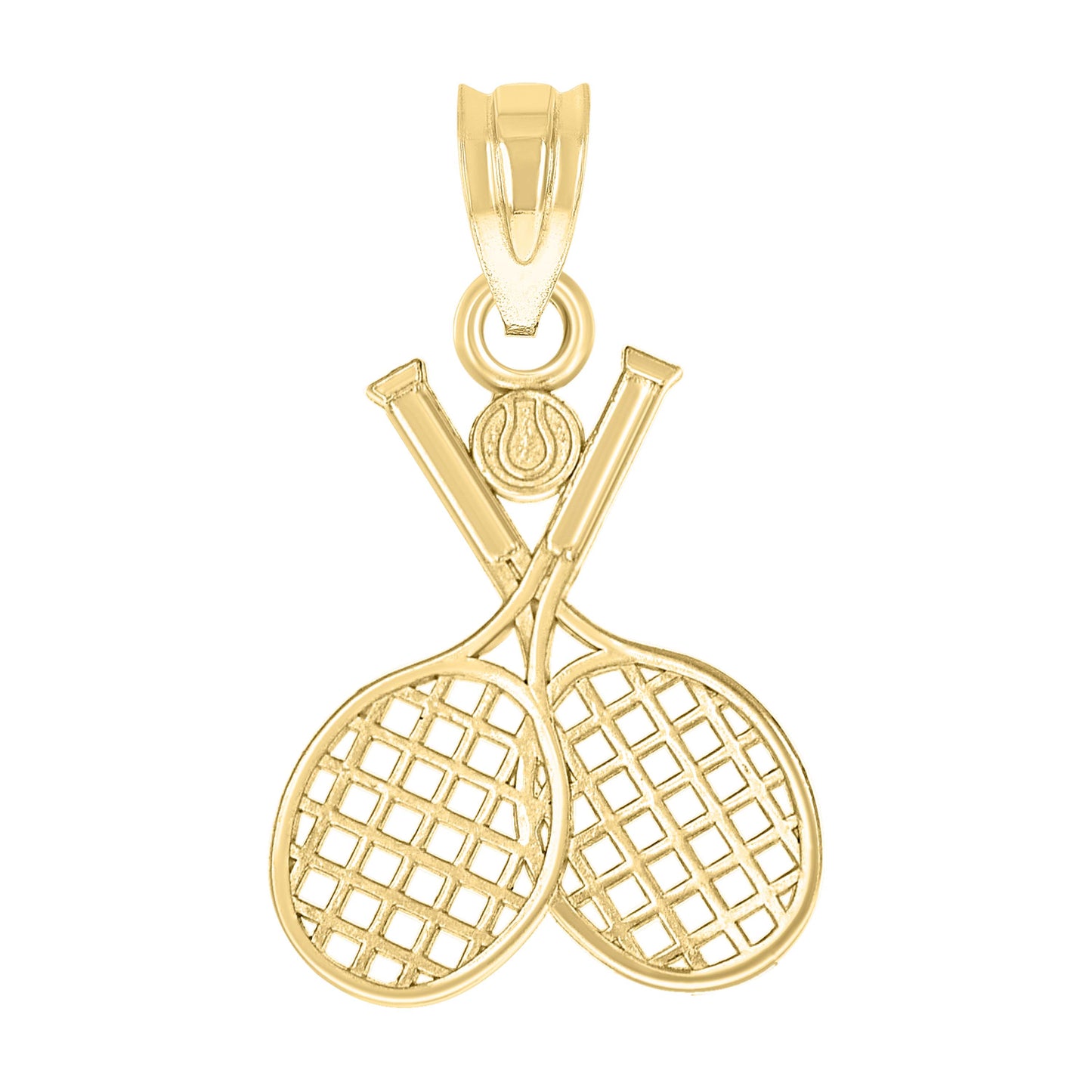 10k Yellow Gold Unisex Tennis Racquets Ball Sports Charm Pendant