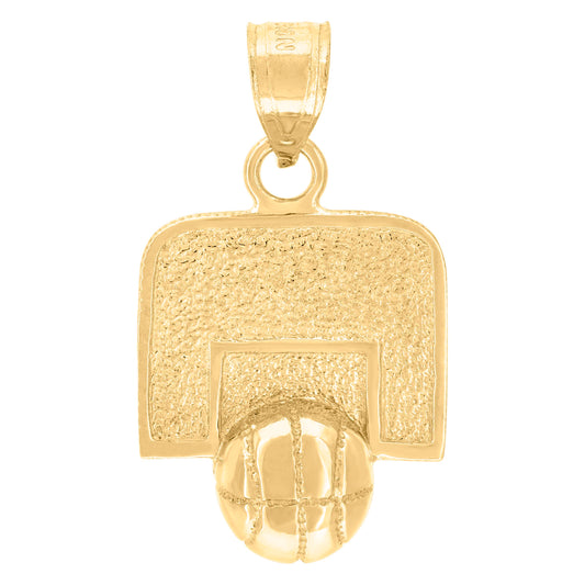 10k Yellow Gold Diamond Cut Mens Basket Ball Sports Charm Pendant