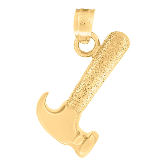10k Yellow Gold Diamond Cut Mens Hammer Tools Charm Pendant