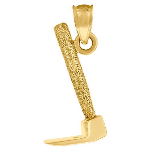 10k Yellow Gold Textured Mens Pick Hammer Tools Charm Pendant