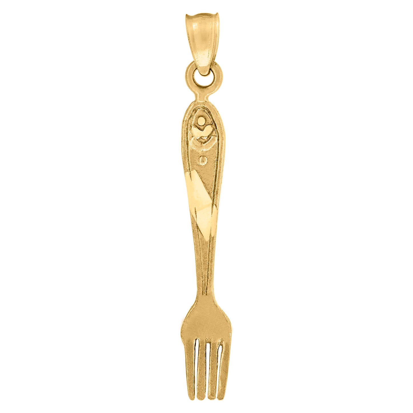 10k Yellow Gold Mens Fork Household Charm Pendant