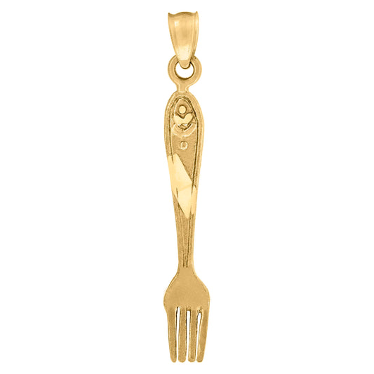 10k Yellow Gold Mens Fork Household Charm Pendant